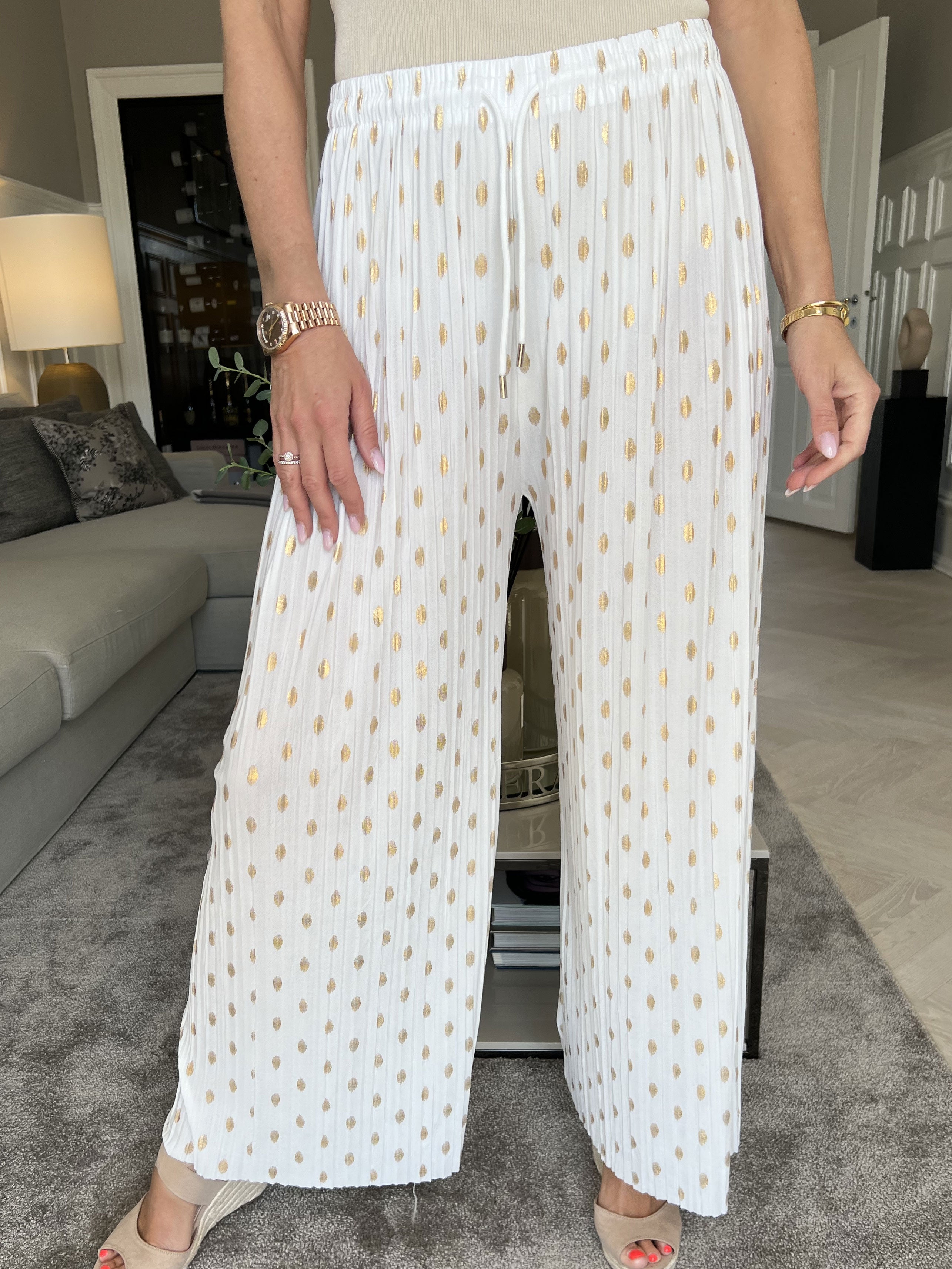 Aleta - Plisserede løse bukser med prikker